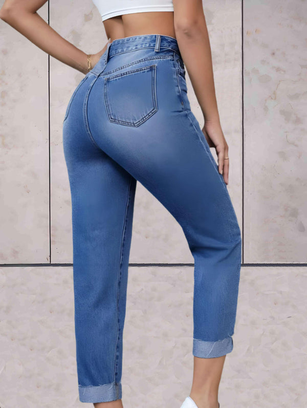 Jean à taille haute - slim fit tendance pour femmes