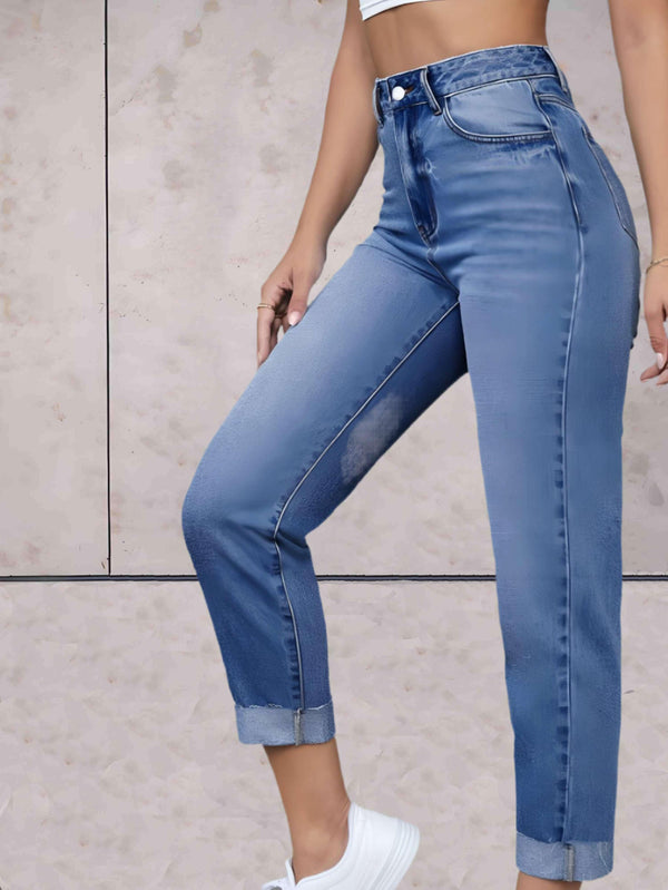 Jean à taille haute - slim fit tendance pour femmes