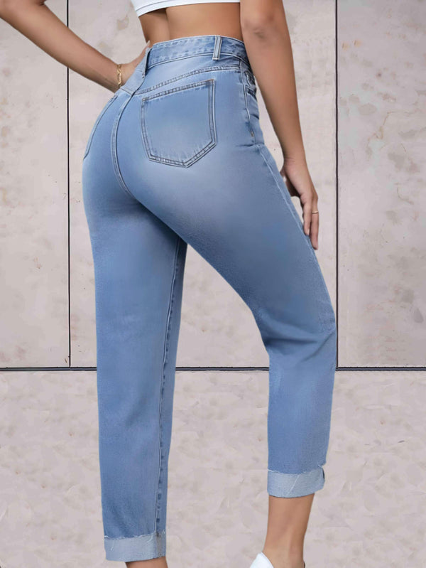 Jean à taille haute - slim fit tendance pour femmes