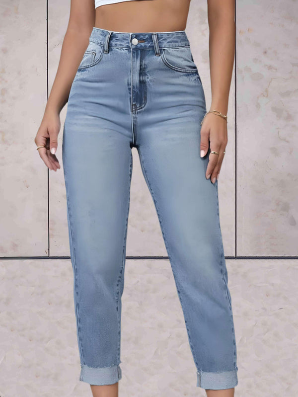Jean à taille haute - slim fit tendance pour femmes