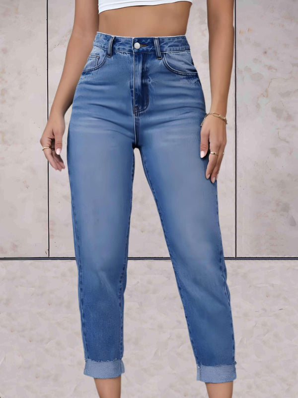 Jean à taille haute - slim fit tendance pour femmes