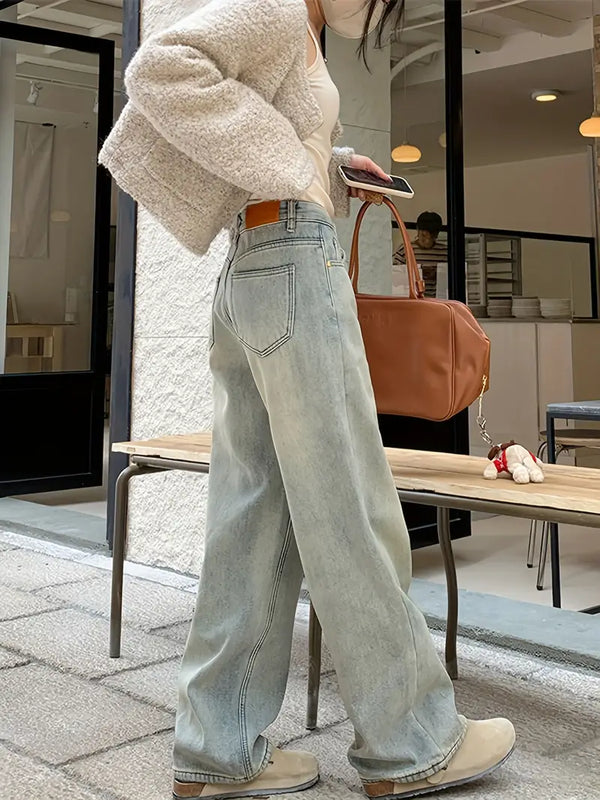 Jean droit taille haute - pantalon décontracté samtblau pour femmes