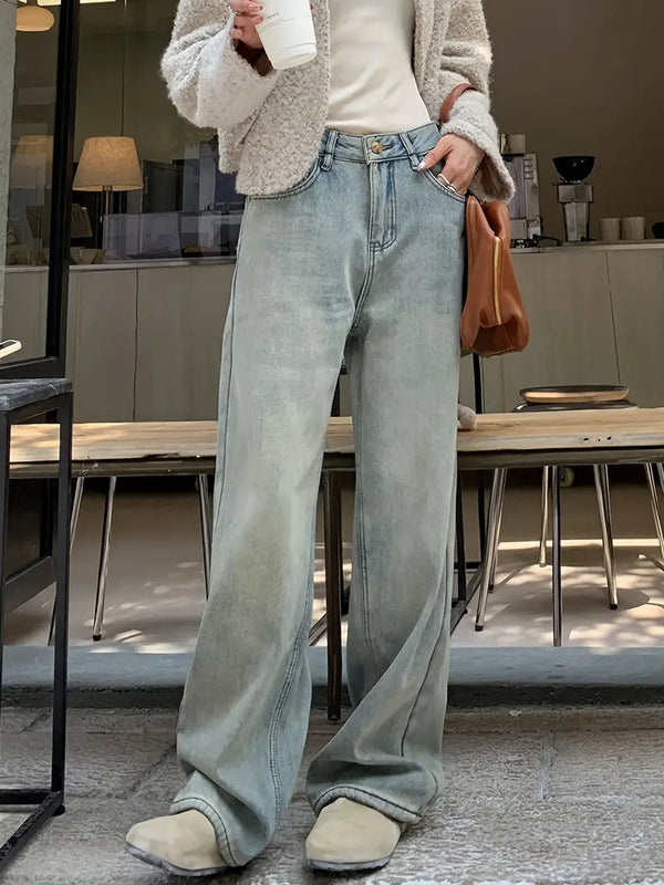 Jean droit taille haute - pantalon décontracté samtblau pour femmes