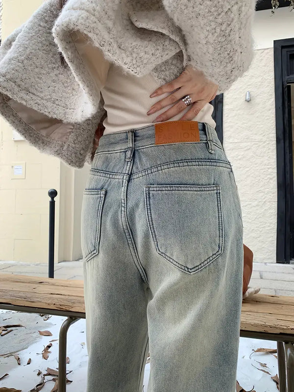 Jean droit taille haute - pantalon décontracté samtblau pour femmes