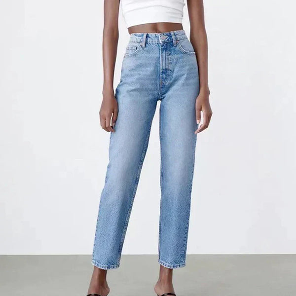 Jean droit taille haute - pantalons en denim tendance pour femmes