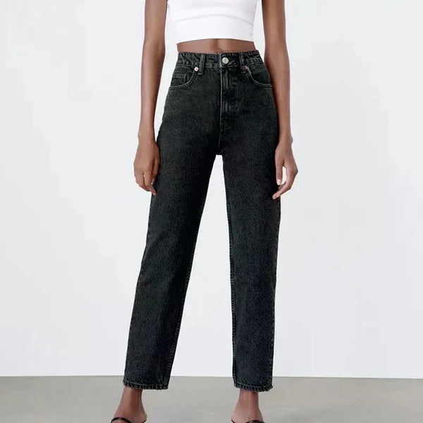 Jean droit taille haute - pantalons en denim tendance pour femmes