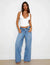 Jean large en denim - pantalon bleu taille haute pour femmes