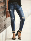 Jean skinny déchiré bleu profond - pantalon denim tendance pour femmes