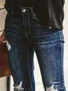 Jean skinny déchiré bleu profond - pantalon denim tendance pour femmes