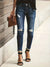 Jean skinny déchiré bleu profond - pantalon denim tendance pour femmes