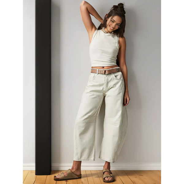 Jeans denim à jambes larges - pantalons décontractés et stylés pour femmes