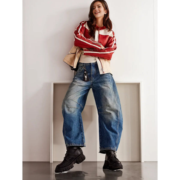 Jeans denim à jambes larges - pantalons décontractés et stylés pour femmes