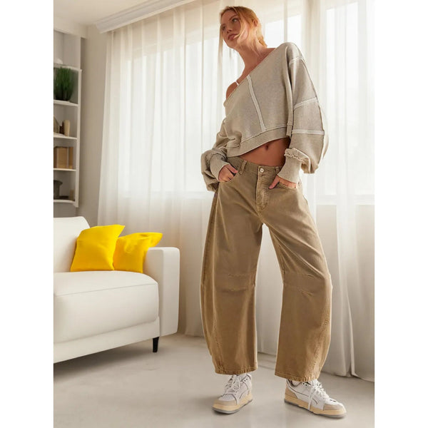 Jeans denim à jambes larges - pantalons décontractés et stylés pour femmes