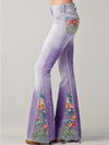 Jeans évasés avec imprimé floral vintage - pantalons en denim tendance pour femmes