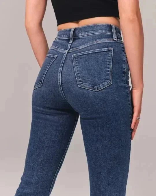 Jeans évasés - chic pantalons en denim taille haute pour femmes