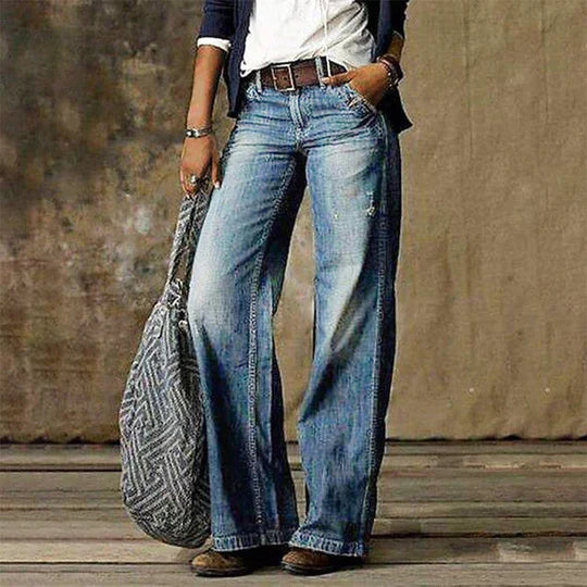 Jeans évasés - pantalons en denim taille haute pour femmes tendance