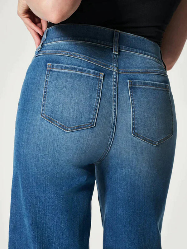 Jeans large à taille haute - pantalons en denim élégants pour femmes