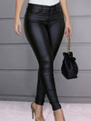 Jeans skinny noirs taille haute en simili cuir - pantalons tendance pour dames