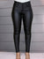 Jeans skinny noirs taille haute en simili cuir - pantalons tendance pour dames