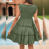 Robe décontractée pour femmes - robe mini verte à volants pour vos sorties estivales