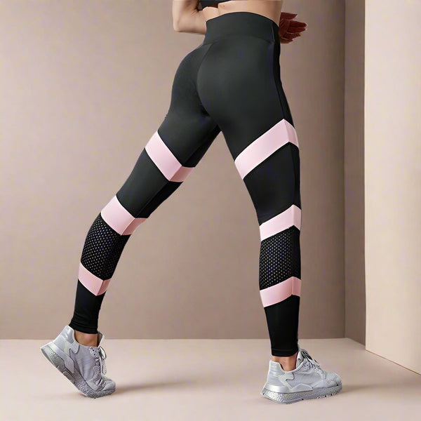 Leggings de sport - activewear féminin en noir et rose tendance