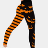 Leggings d'halloween - élégants leggings noirs et oranges avec des citrouilles