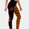Leggings d'halloween - élégants leggings noirs et oranges avec des citrouilles