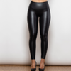Leggings en simili cuir - pantalons noirs taille haute pour femmes