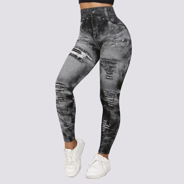 Leggings taille haute - leggings féminins tendance avec effet usé