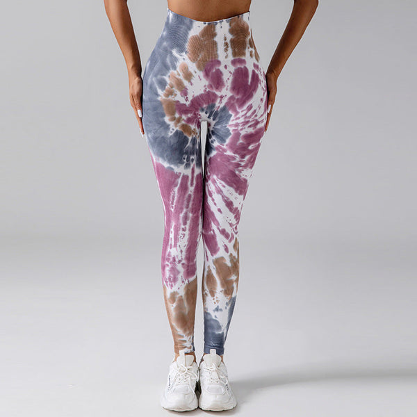 Leggings tie-dye pour femmes - pantalons de sport taille haute respirants