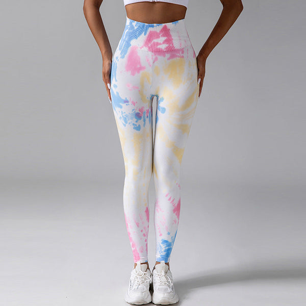 Leggings tie-dye pour femmes - pantalons de sport taille haute respirants