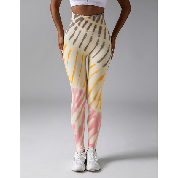 Leggings tie-dye pour femmes - pantalons de sport taille haute respirants