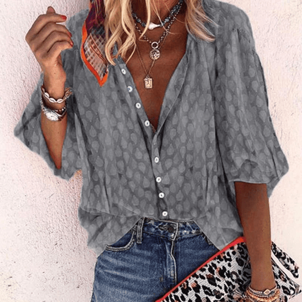 Chemisier léger pour femmes - élégante blouse à manches courtes pour le printemps/été, tissu respirant, style polyvalent
