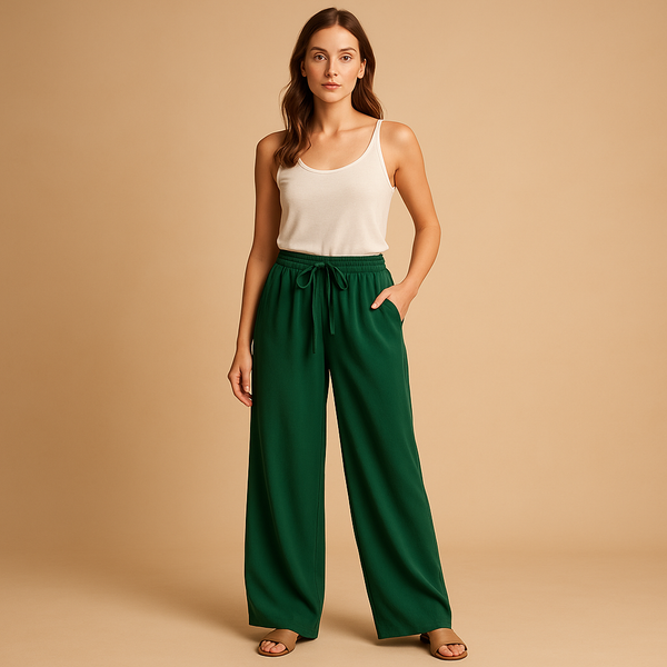 Pantalons en lin pour femmes - coupe large et décontractée, tissu respirant pour les occasions casual