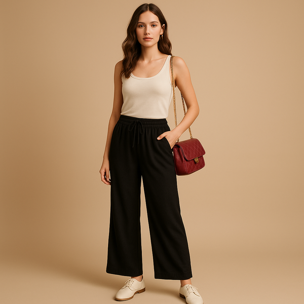 Pantalons en lin pour femmes - coupe large et décontractée, tissu respirant pour les occasions casual