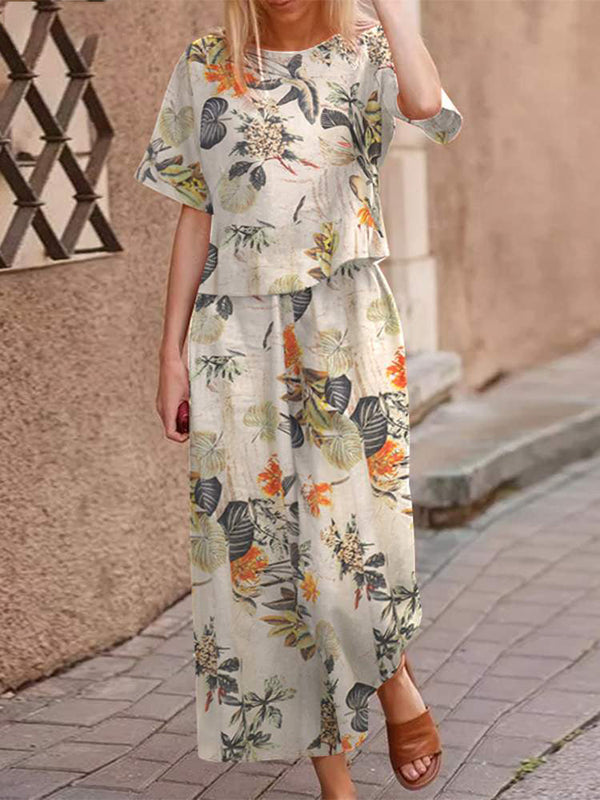 Ensemble boho 2 pièces pour femmes - tenue légère à imprimé floral pour un quotidien stylé - élégant et polyvalent