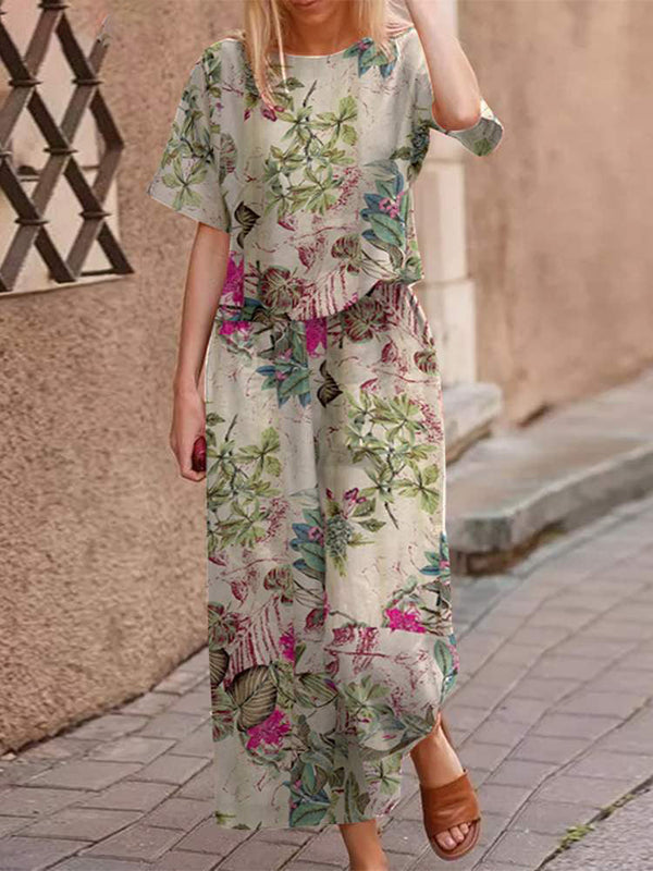 Ensemble boho 2 pièces pour femmes - tenue légère à imprimé floral pour un quotidien stylé - élégant et polyvalent