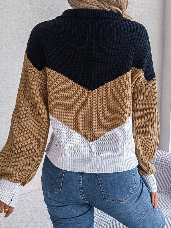 Pull tricoté - sweater v-neck chic pour femmes