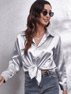 Blouse en satin pour femmes - haut élégant à manches longues pour un look chic décontracté