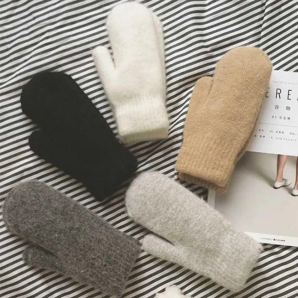 Moufles en laine - gants tricotés pour femmes élégantes