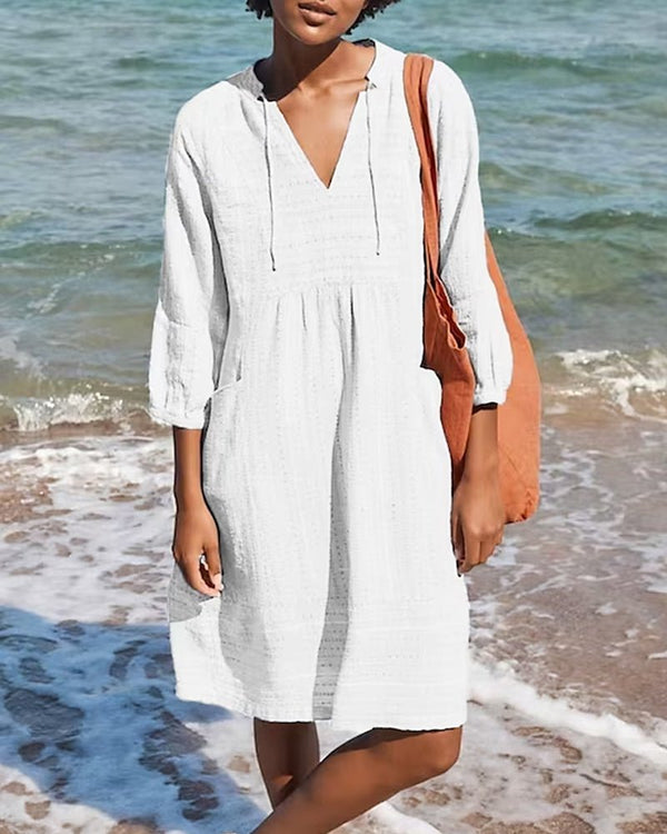 Robe chemise décontractée pour femmes - tenue légère de plage avec poches pour les journées d'été - coupe ample, entretien facile