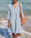 Robe chemise décontractée pour femmes - tenue légère de plage avec poches pour les journées d'été - coupe ample, entretien facile