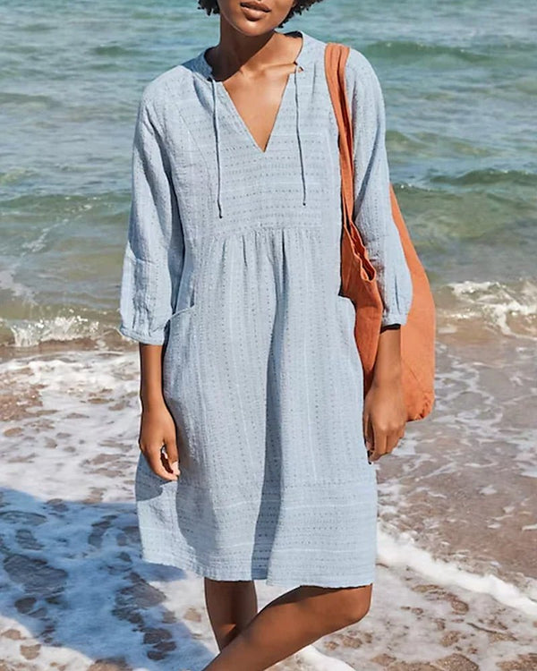 Robe chemise décontractée pour femmes - tenue légère de plage avec poches pour les journées d'été - coupe ample, entretien facile