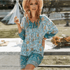 Robe mini boho pour femmes décolletée en v avec manches bouffantes - une tenue estivale décontractée et élégante