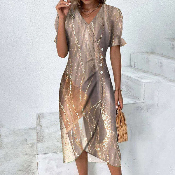 Robe portefeuille femme à motifs floraux en tissu léger - tenue estivale élégante pour les garden-parties et les brunchs