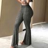 Pantalons flare taille haute - leggings tendance gris pour femmes