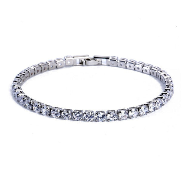Bracelet de tennis en strass (acrylique) pour femmes - finition argentée et dorée sophistiquée