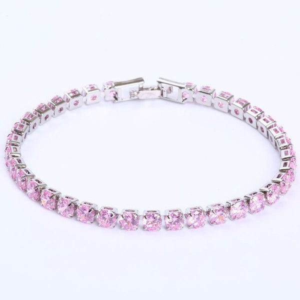 Bracelet de tennis en strass (acrylique) pour femmes - finition argentée et dorée sophistiquée