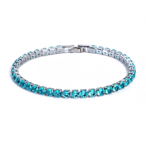 Bracelet de tennis en strass (acrylique) pour femmes - finition argentée et dorée sophistiquée