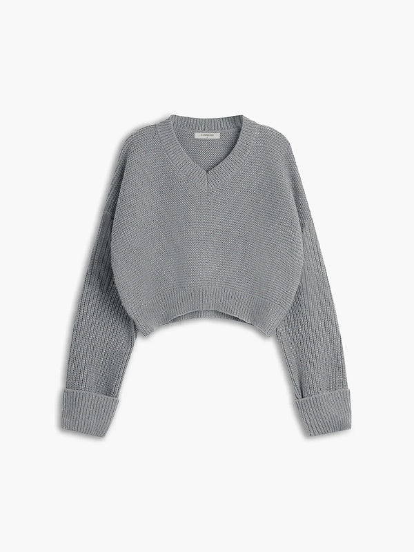 Pull court en tricot - sweat v-neck tendance pour femmes